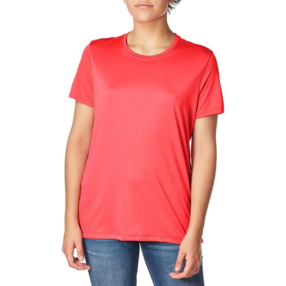 1-Pack Women's Slim-Fit Short Sleeves Crew Neck Red T-Shirt with (Plus Sizes) - Picture 1 of 16